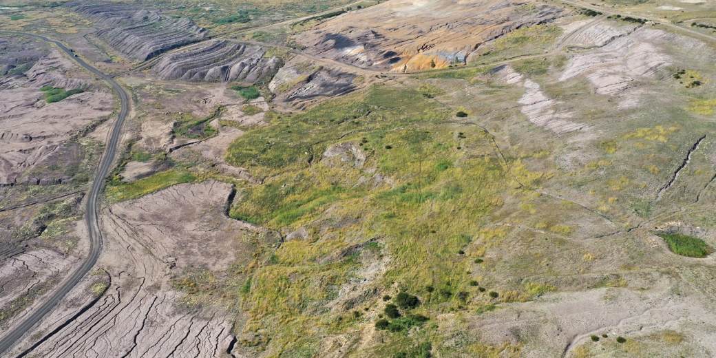 Pohled z dronu na budoucí NPP Lom ČSA.